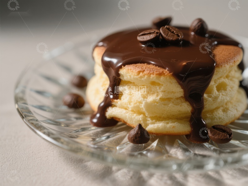 高清大图下载【趣麦麦图】巧克力淋面的松饼配咖啡豆