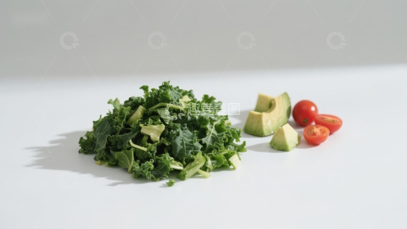 高清大图下载【趣麦麦图】羽衣甘蓝与牛油果番茄切块