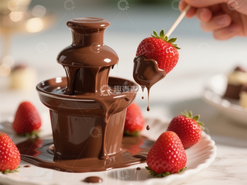 高清大图下载【趣麦麦图】巧克力喷泉与草莓
