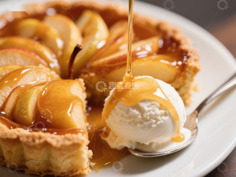 高清大图下载【趣麦麦图】焦糖苹果挞配冰淇淋