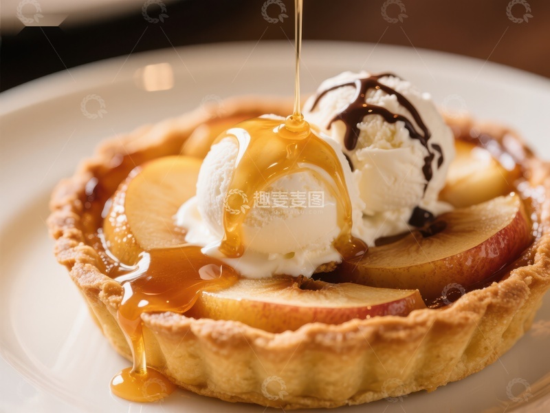 高清大图下载【趣麦麦图】焦糖苹果挞配冰淇淋