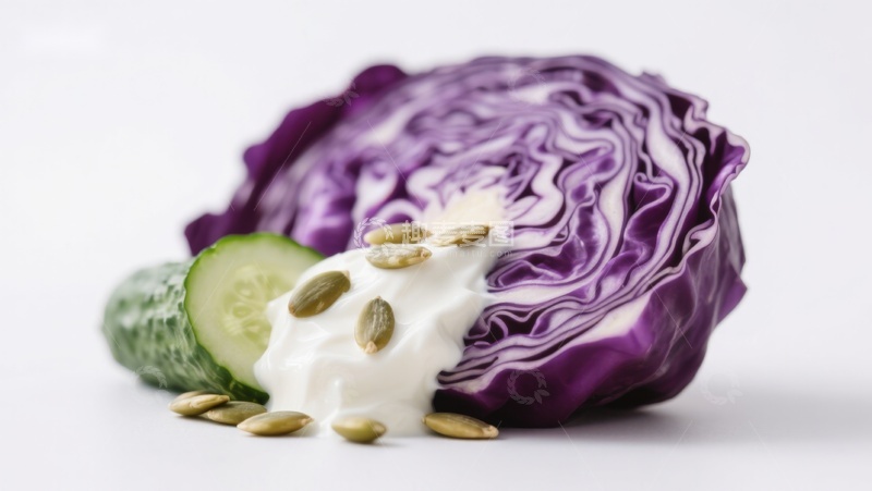高清大图下载【趣麦麦图】紫甘蓝配酸奶与南瓜籽