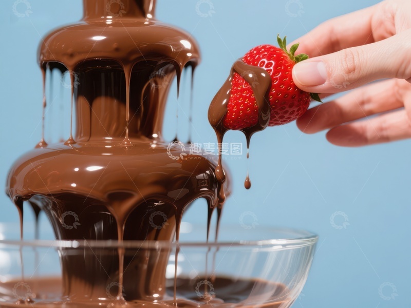 高清大图下载【趣麦麦图】草莓蘸巧克力喷泉