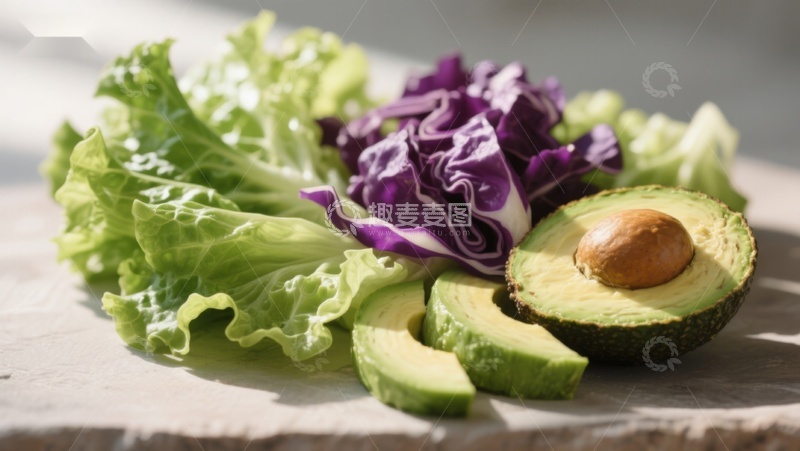 高清大图下载【趣麦麦图】新鲜蔬菜与牛油果特写