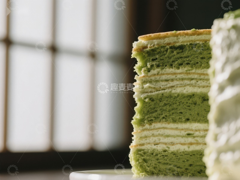 高清大图下载【趣麦麦图】抹茶千层蛋糕的细腻层次