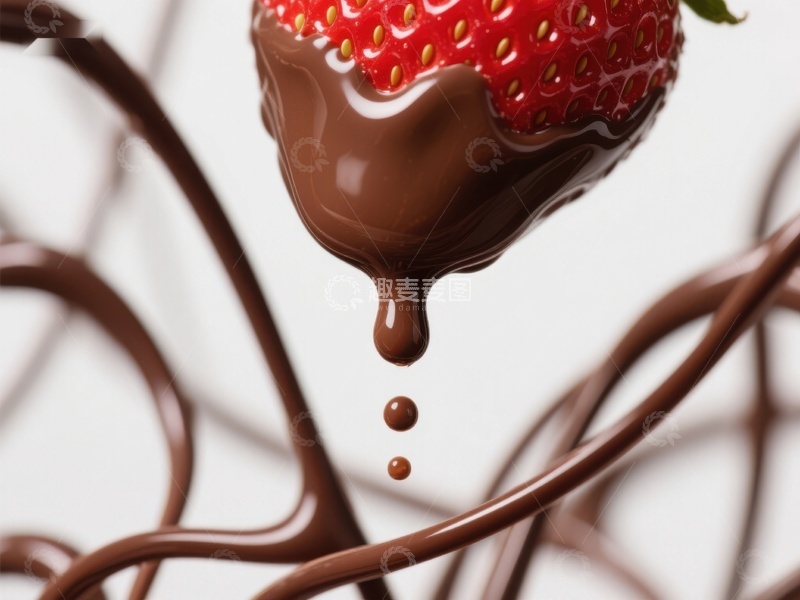 高清大图下载【趣麦麦图】巧克力淋滴草莓特写