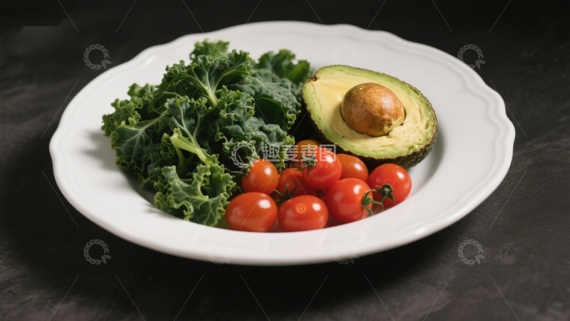 高清大图下载【趣麦麦图】盘中新鲜蔬菜与牛油果
