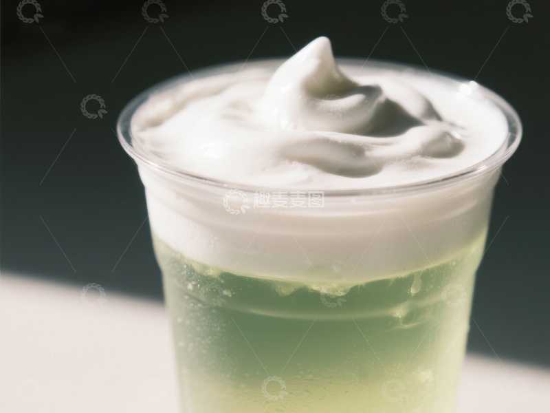 高清大图下载【趣麦麦图】-抹茶冰饮配奶油