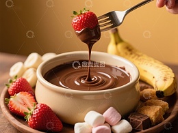 草莓蘸巧克力酱，甜蜜享受