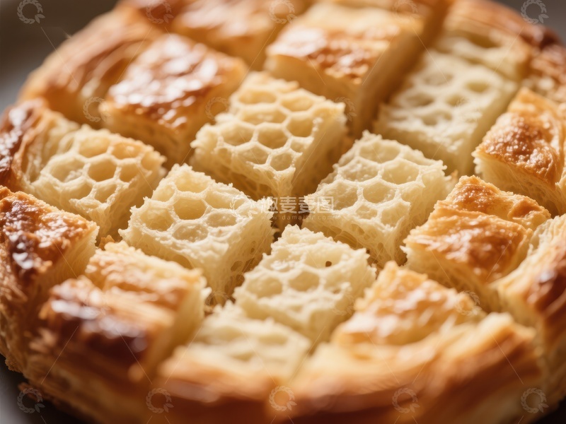 高清大图下载【趣麦麦图】金黄酥脆的蜂巢糕点