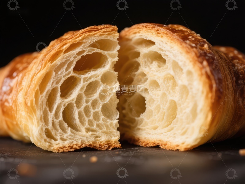 高清大图下载【趣麦麦图】新鲜出炉的羊角面包内部结构