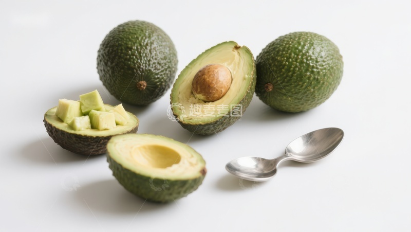 高清大图下载【趣麦麦图】切开的牛油果与勺子