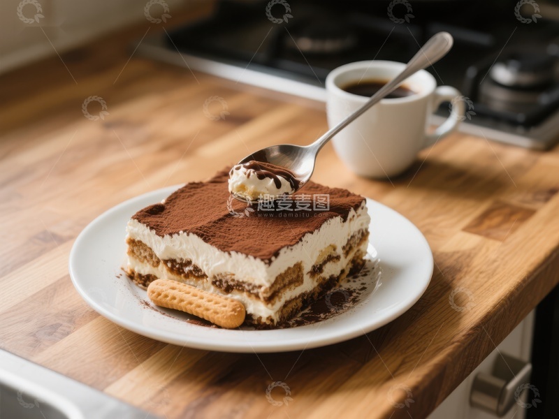 高清大图下载【趣麦麦图】美味提拉米苏配咖啡