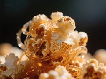 焦糖包裹的爆米花特写