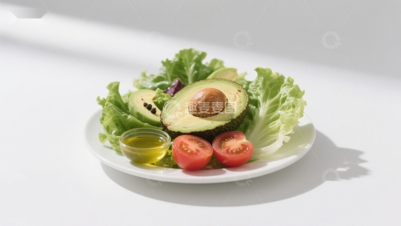 高清大图下载【趣麦麦图】新鲜蔬菜沙拉配牛油果