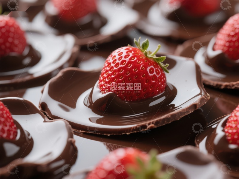 高清大图下载【趣麦麦图】巧克力草莓甜点特写