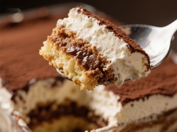 提拉米苏蛋糕的美味特写