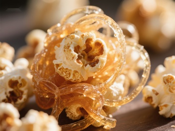 焦糖包裹的爆米花特写