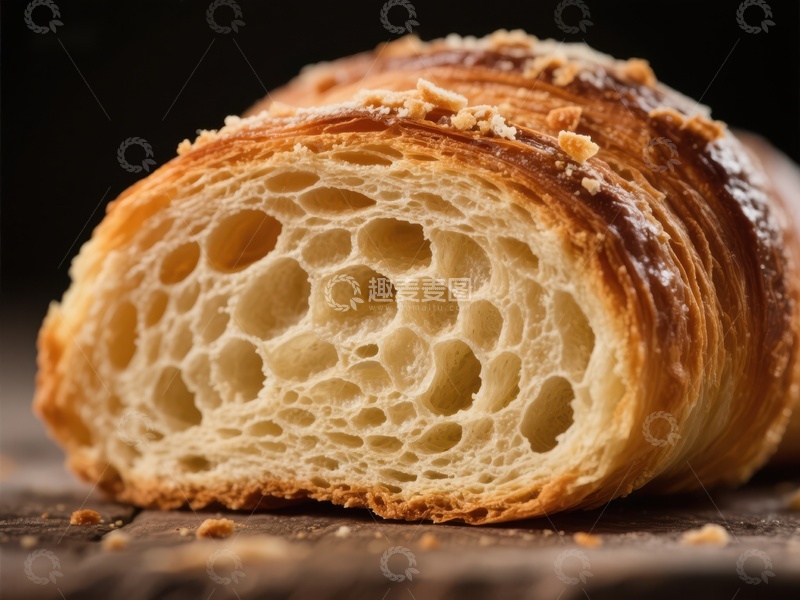 高清大图下载【趣麦麦图】酥脆可颂面包的内部结构