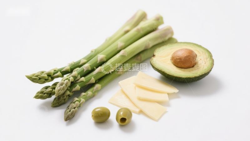 高清大图下载【趣麦麦图】芦笋牛油果奶酪橄榄组合