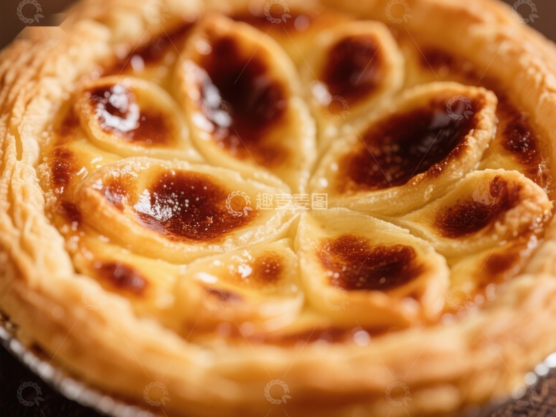 高清大图下载【趣麦麦图】金黄酥皮蛋挞特写