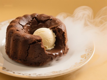巧克力熔岩蛋糕配冰淇淋