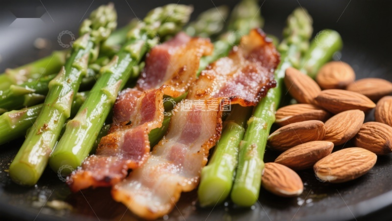 高清大图下载【趣麦麦图】芦笋培根杏仁盘
