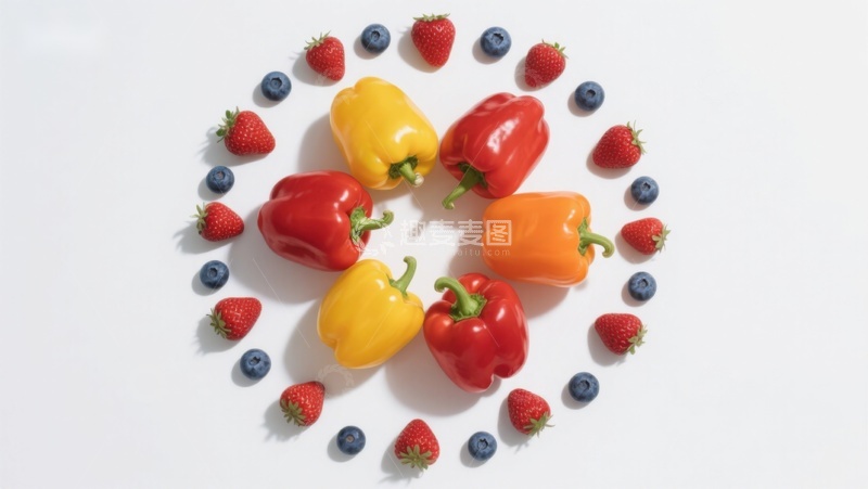 高清大图下载【趣麦麦图】彩椒草莓蓝莓创意摆盘