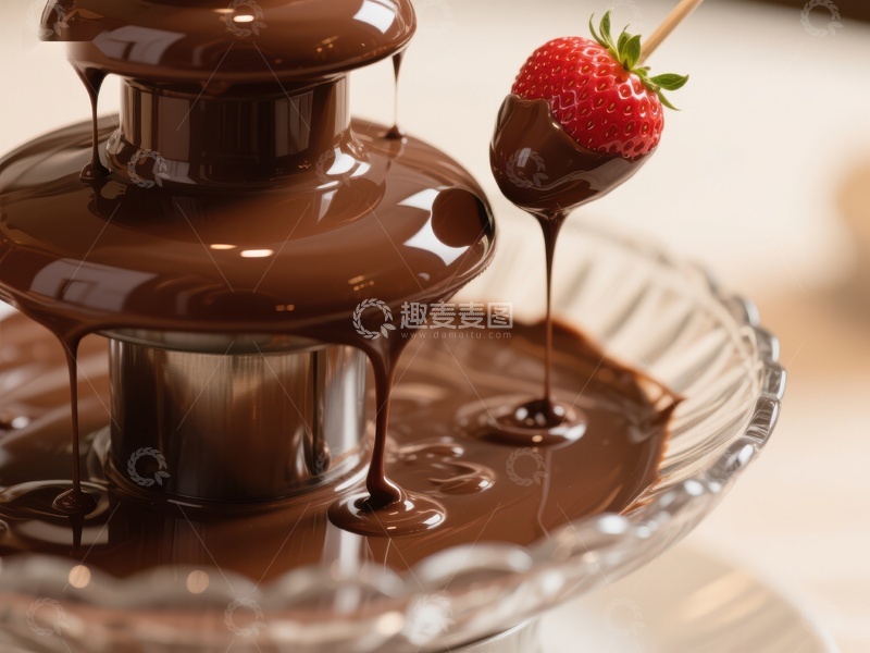 高清大图下载【趣麦麦图】巧克力喷泉与草莓
