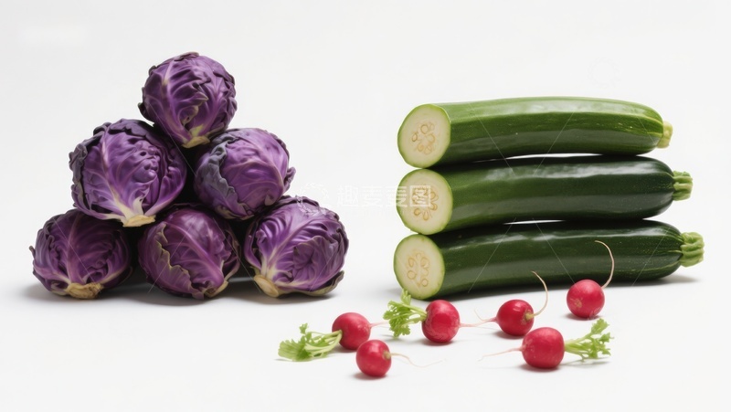 高清大图下载【趣麦麦图】紫甘蓝黄瓜与樱桃萝卜