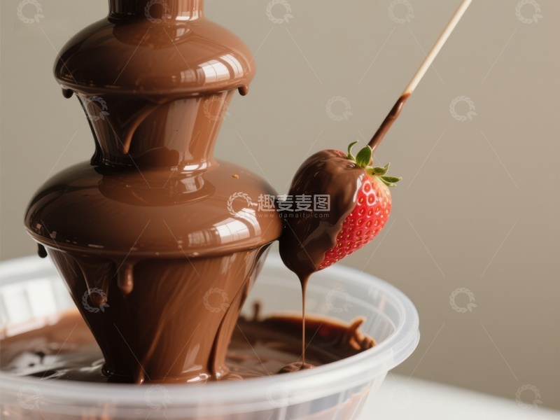 高清大图下载【趣麦麦图】巧克力喷泉与草莓