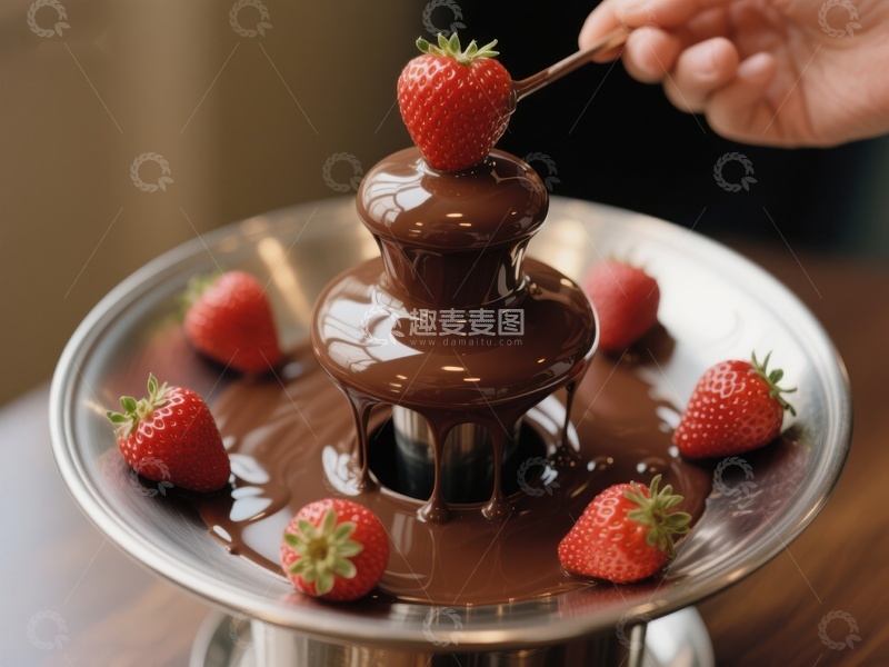 高清大图下载【趣麦麦图】巧克力喷泉与草莓