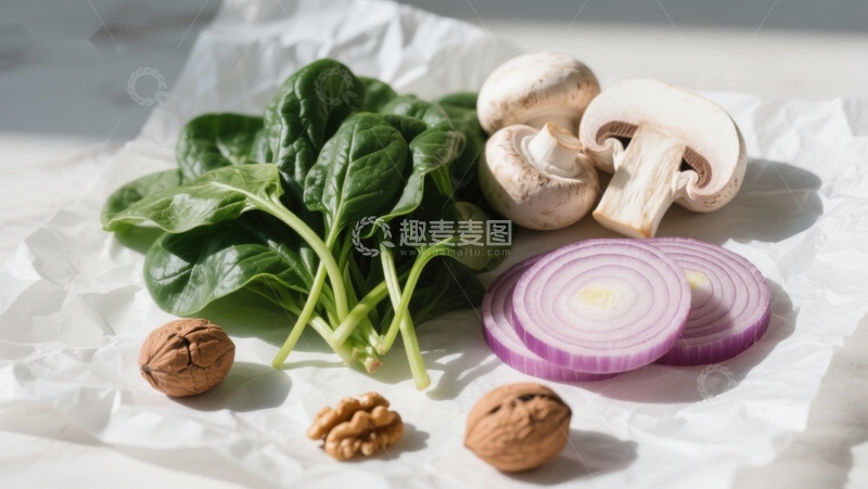 高清大图下载【趣麦麦图】新鲜蔬菜与坚果静物