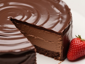 巧克力慕斯蛋糕切片与草莓