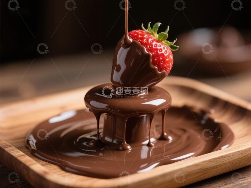 高清大图下载【趣麦麦图】草莓蘸巧克力，甜蜜瞬间
