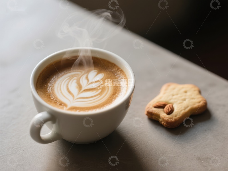 高清大图下载【趣麦麦图】热气腾腾的咖啡与饼干
