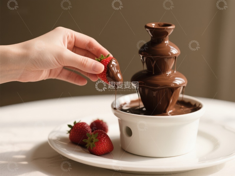 高清大图下载【趣麦麦图】巧克力喷泉与草莓
