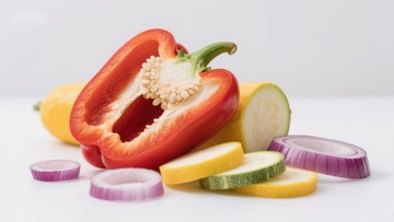 切好的彩椒与蔬菜特写