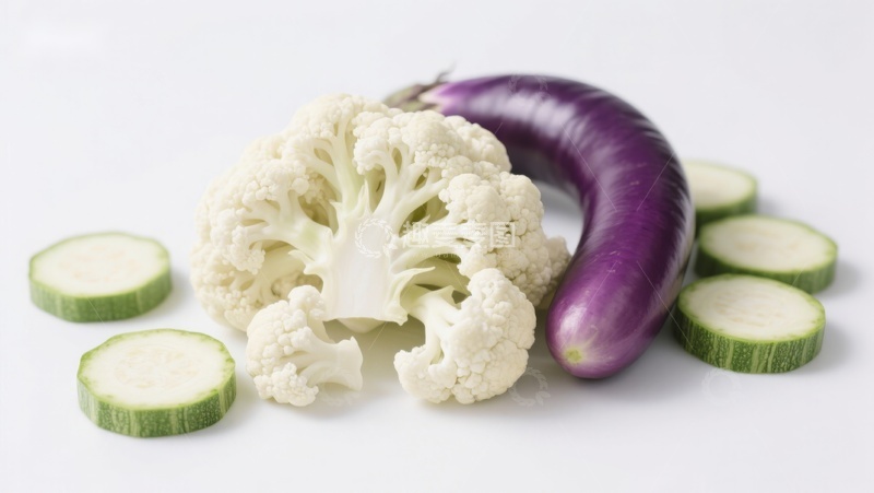 高清大图下载【趣麦麦图】花椰菜茄子西葫芦组合