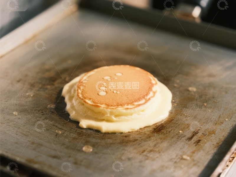 高清大图下载【趣麦麦图】煎锅上的金黄煎饼