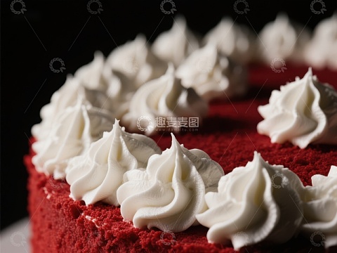 红丝绒蛋糕配奶油花边
