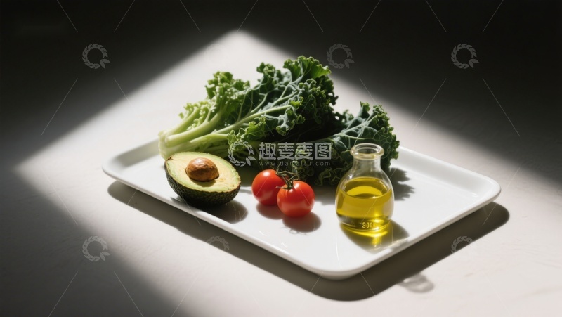 高清大图下载【趣麦麦图】新鲜蔬菜与橄榄油摆盘