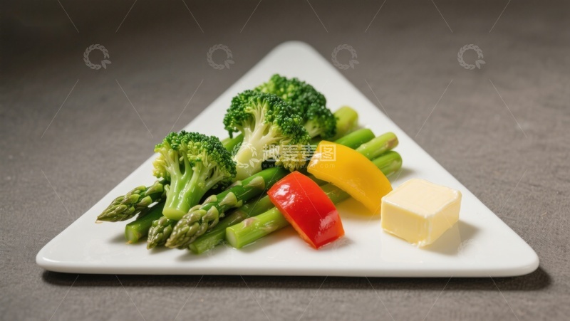 高清大图下载【趣麦麦图】三角盘上的新鲜蔬菜与黄油