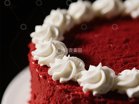 红丝绒蛋糕配奶油花边