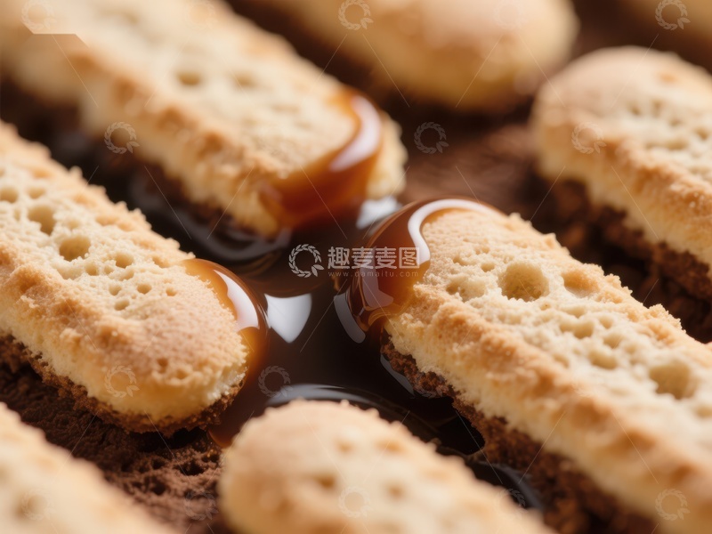 高清大图下载【趣麦麦图】焦糖浸渍手指饼干特写