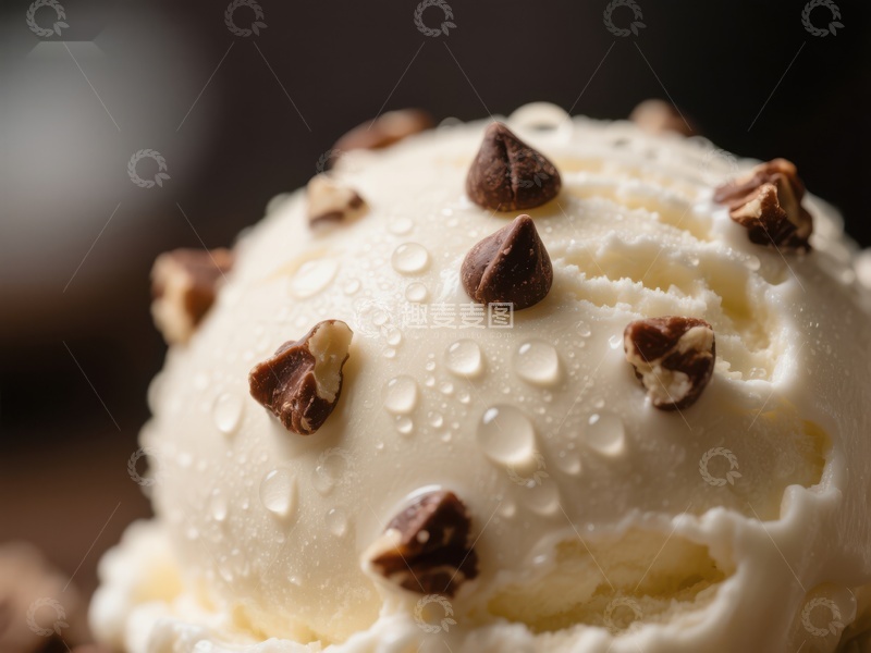 高清大图下载【趣麦麦图】奶油冰淇淋球配巧克力碎片