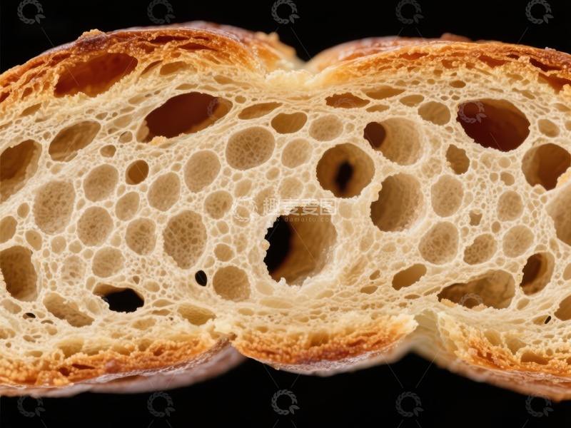 高清大图下载【趣麦麦图】新鲜面包切面的细腻孔洞结构