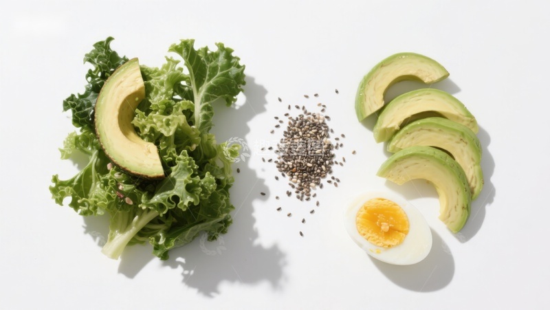 高清大图下载【趣麦麦图】新鲜食材组合：羽衣甘蓝与牛油果