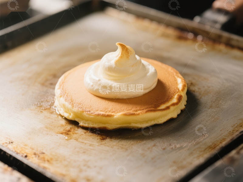 高清大图下载【趣麦麦图】煎锅上的奶油蛋糕