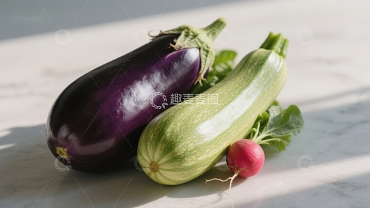 茄子西葫芦与小萝卜静物